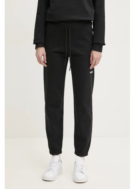 Msgm pantaloni de trening din bumbac culoarea negru cu imprimeu 2000mdp500 300000