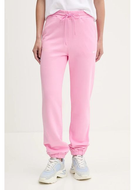 Msgm pantaloni de trening din bumbac culoarea negru neted