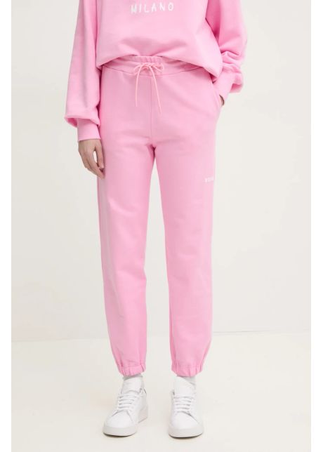 Msgm pantaloni de trening din bumbac culoarea roz cu imprimeu 2000mdp500 300000