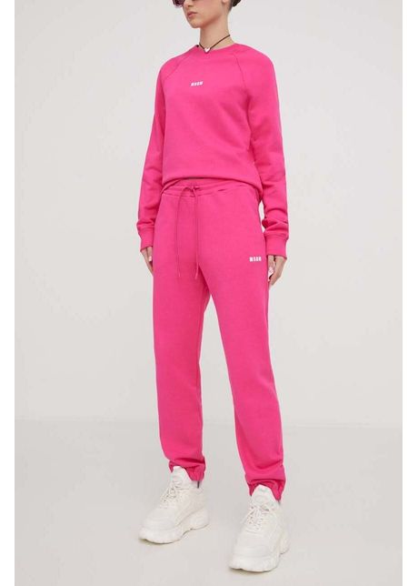 Msgm pantaloni de trening din bumbac culoarea roz uni 3641mdp500 247000
