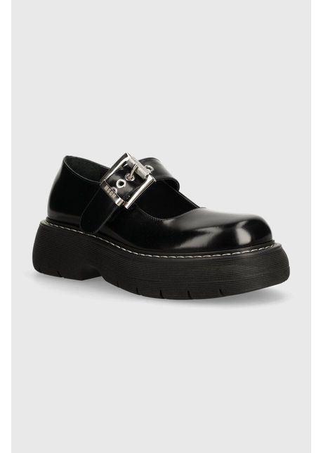 Msgm pantofi de piele femei culoarea negru cu platforma 3741mds858 629