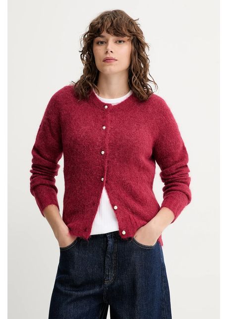 Munthe cardigan din l n povilla culoarea bordo 252160025272