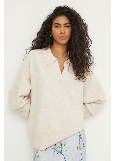 Munthe pulover din amestec de lana femei culoarea bej light