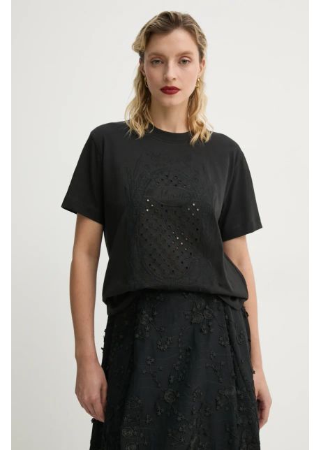 Munthe tricou din bumbac fenella femei culoarea negru 251111325161