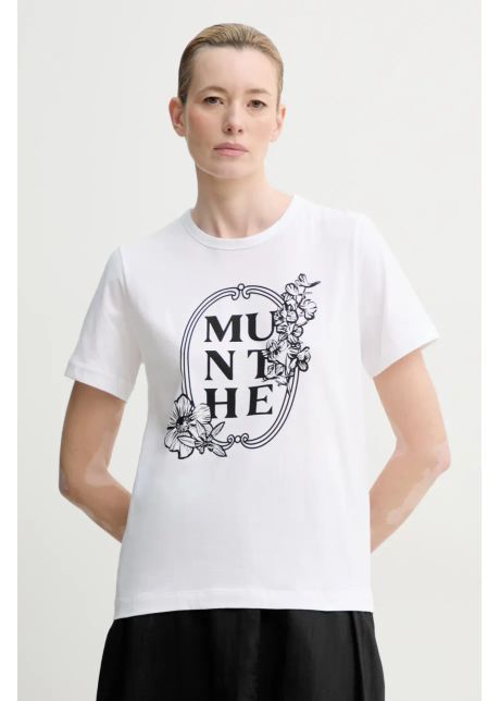 Munthe tricou din bumbac fynella femei culoarea alb 251110925160