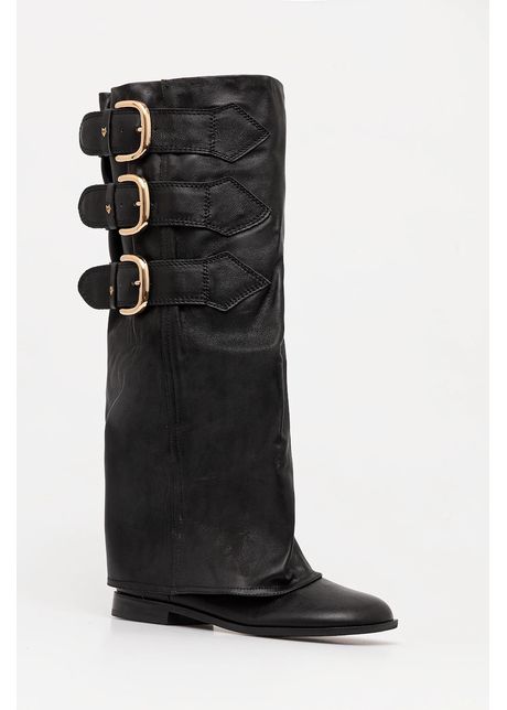 Naked Wolfe ghete de piele Anchor culoarea negru, cu toc plat, izolare usoara, Anchor Black Leather