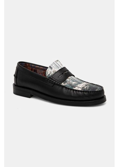 Naked wolfe mocasini de piele riviera barbati culoarea negru riviera forest