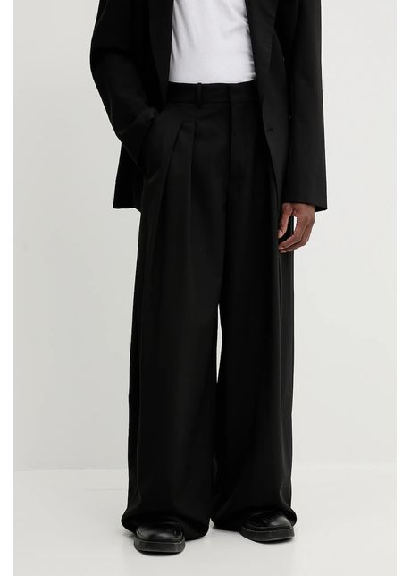 Nanushka pantaloni borre culoarea negru drept nm25sspa12799