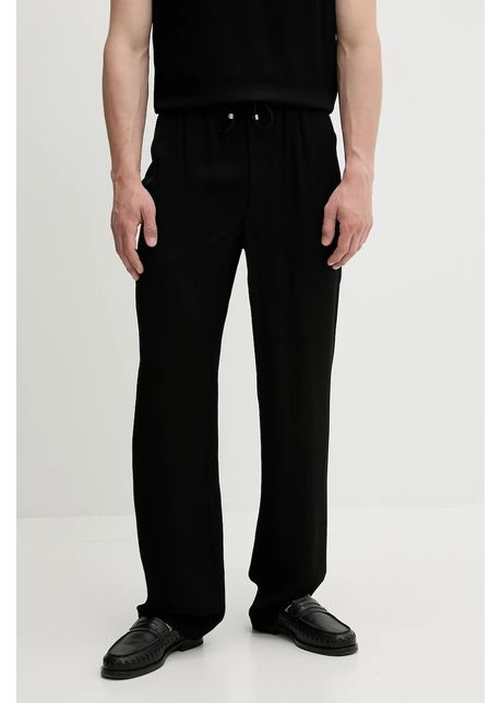 Nanushka pantaloni demis culoarea negru drept nm25sspa11399
