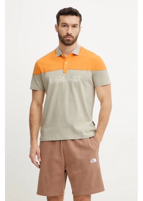 Napapijri polo de bumbac E-Saturnia barbati, culoarea bej, modelator, NP0A4IDDN1P1