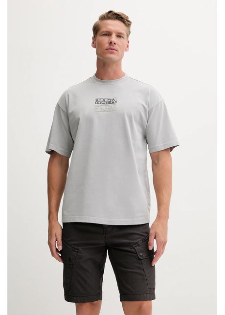Napapijri tricou din bumbac S-Cortona bărbați, culoarea gri, cu imprimeu, NP0A4ILQH621