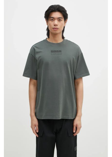 Napapijri tricou din bumbac S-Premium bărbați, culoarea verde, cu imprimeu, NP0A4I6QG1S1