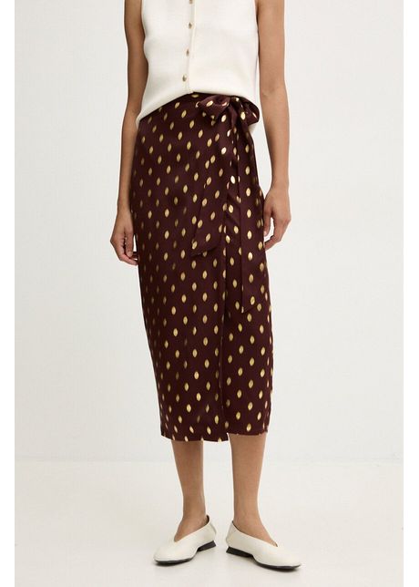 Never fully dressed fusta jaspre skirt culoarea maro midi drept nfdsk635