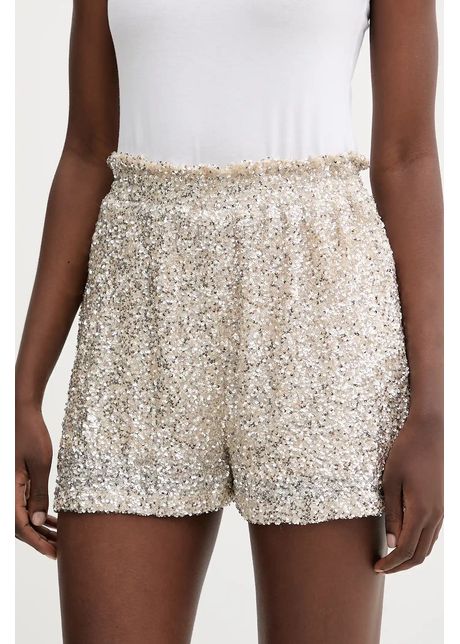 Never Fully Dressed pantaloni scurți culoarea argintiu, uni, high waist, NFDTR512