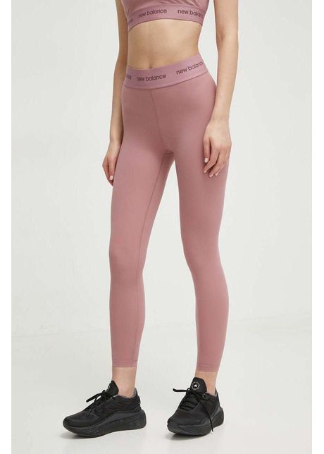 New balance leggins de antrenament sleek culoarea roz cu imprimeu