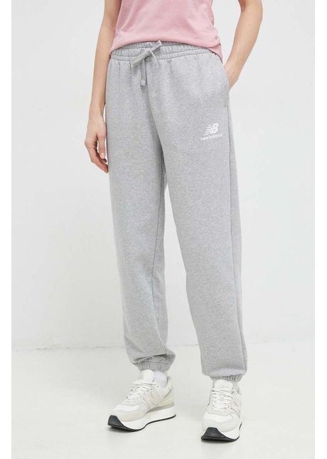 New balance pantaloni de trening culoarea gri neted