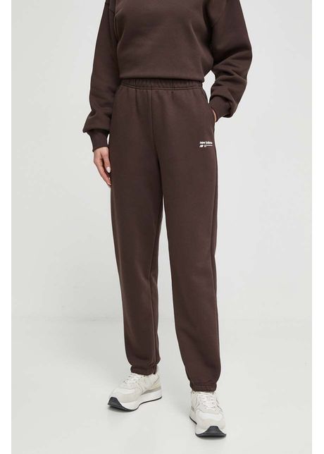 New balance pantaloni de trening culoarea maro neted
