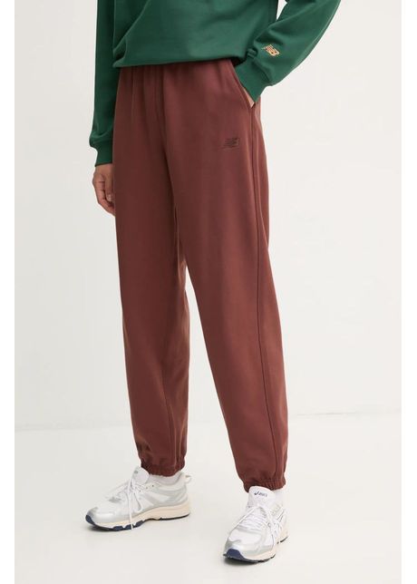 New balance pantaloni de trening culoarea maro neted wp41513rok