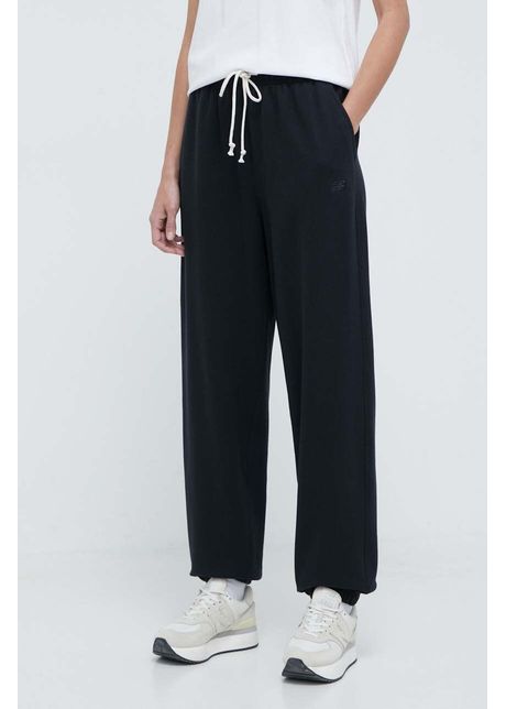New balance pantaloni de trening din bumbac culoarea negru neted