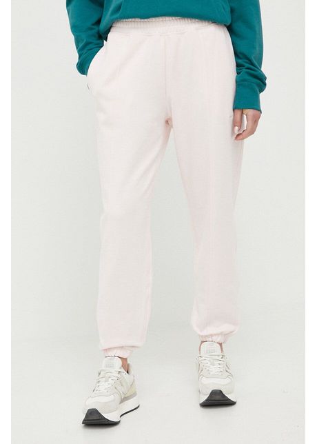 New balance pantaloni de trening din bumbac culoarea roz neted