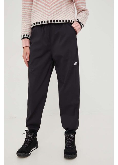 New balance pantaloni de trening femei culoarea negru neted