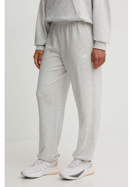 New balance pantaloni de trening french terry crew culoarea gri melanj wp41500ahh