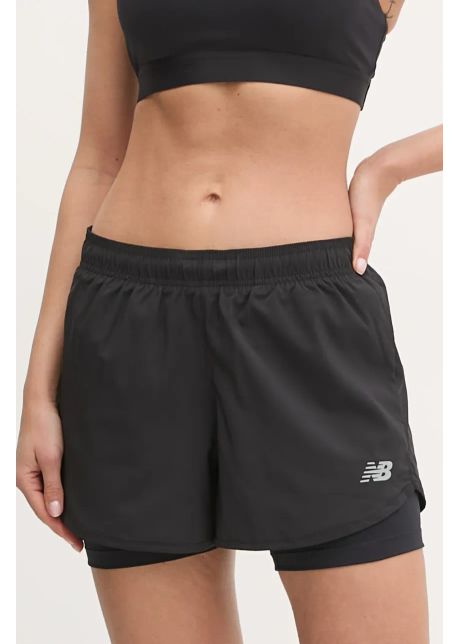 New balance pantaloni scur i de antrenament sport essentials culoarea negru neted medium waist ws41225bk