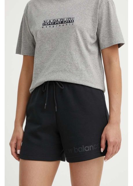 New balance pantaloni scurti femei culoarea negru cu imprimeu high waist ws41550bk
