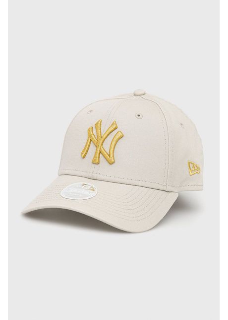 New era caciula din bumbac culoarea bej cu imprimeu