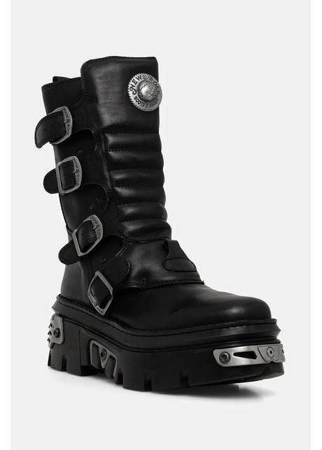 New Rock bocanci de piele CRUST NEGRO REACTOR CASCO TOBERAS culoarea negru, cu platforma, M-WALL373N-C1