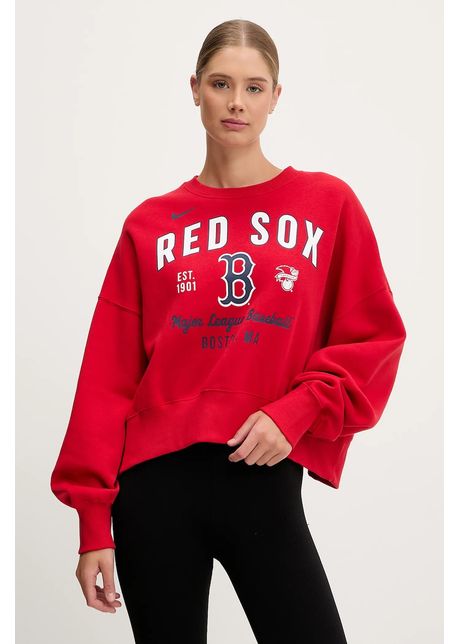 Nike bluză Boston Red Sox culoarea rosu, cu imprimeu, 01D7-163N-BQ-H3K