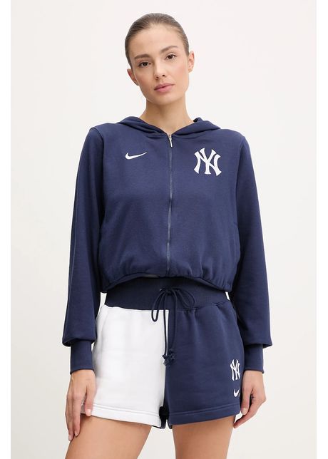 Nike bluză New York Yankees culoarea bleumarin, cu glugă, cu imprimeu, 035D-160N-NK-HVV