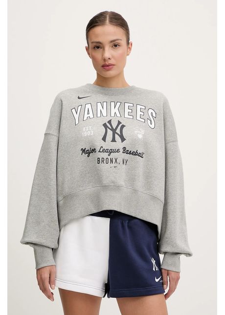 Nike bluză New York Yankees culoarea gri, cu imprimeu, 01D7-CY51-NK-H3K