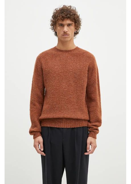 Norse projects pulover de l n birnir brushed lambswool b rba i culoarea maro n45 0520 4001