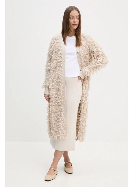 Oui cardigan din amestec de lana culoarea bej 89838
