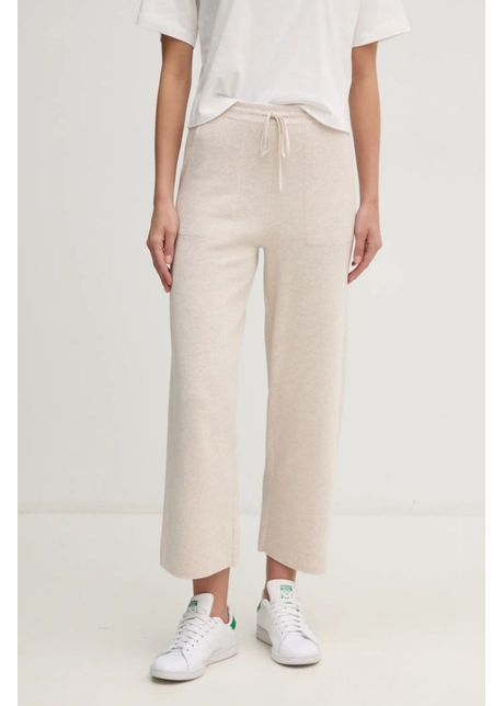 Oui pantaloni de trening culoarea bej uni 85753