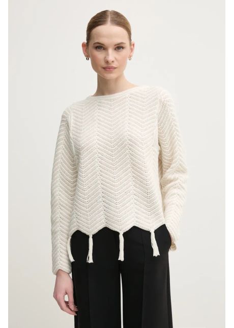 Oui pulover femei culoarea bej 91935