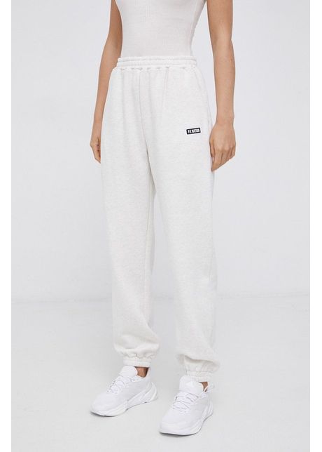 P e nation pantaloni de bumbac femei culoarea bej material neted