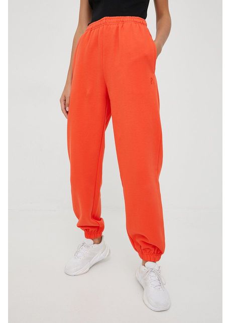 P e nation pantaloni de trening din bumbac femei culoarea portocaliu neted