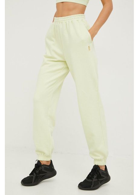 P e nation pantaloni de trening din bumbac femei culoarea verde neted
