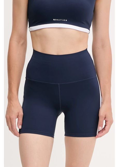 P.E Nation pantaloni scurți de antrenament Highgate 5 culoarea bleumarin, cu imprimeu, high waist, 252S087