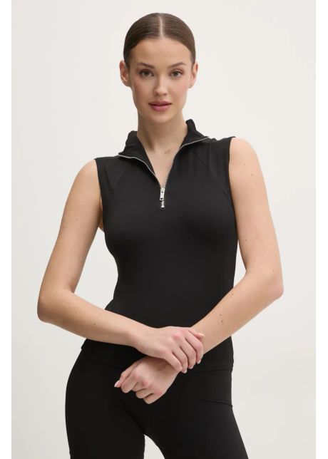 P e nation top de antrenament routine culoarea negru cu guler 251w086