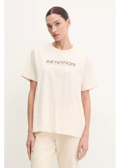 P e nation tricou din bumbac aero ss tee femei culoarea bej 243t329
