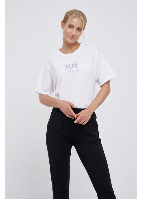 P e nation tricou din bumbac culoarea alb