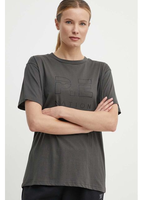 P e nation tricou din bumbac femei culoarea gri