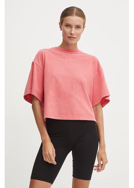 P e nation tricou din bumbac nomad boxy tee femei culoarea roz 243t402