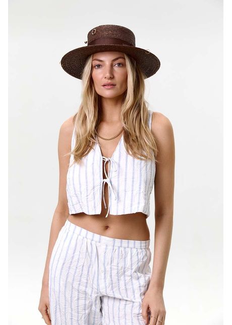 P l rie din colec ia le sh ka headwear model cu bor larg confec ionat din paie naturale culoarea negru goldcanotier