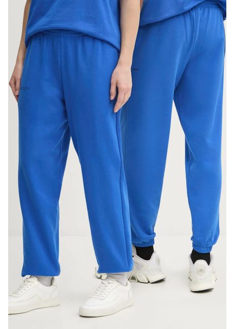 Pangaia pantaloni de trening din bumbac culoarea albastru marin neted