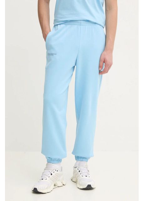 Pangaia pantaloni de trening din bumbac culoarea turcoaz neted