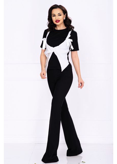 Pantaloni eleganti negri evazati cu talie inalta